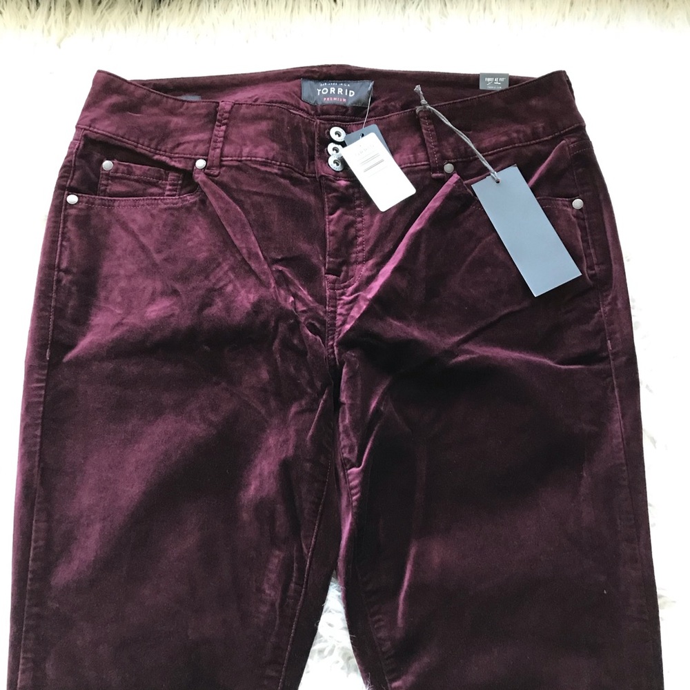 🆕TORRID JEGGING - STRETCH VELVET BURGUNDY PURPLE - Picture 10 of 16